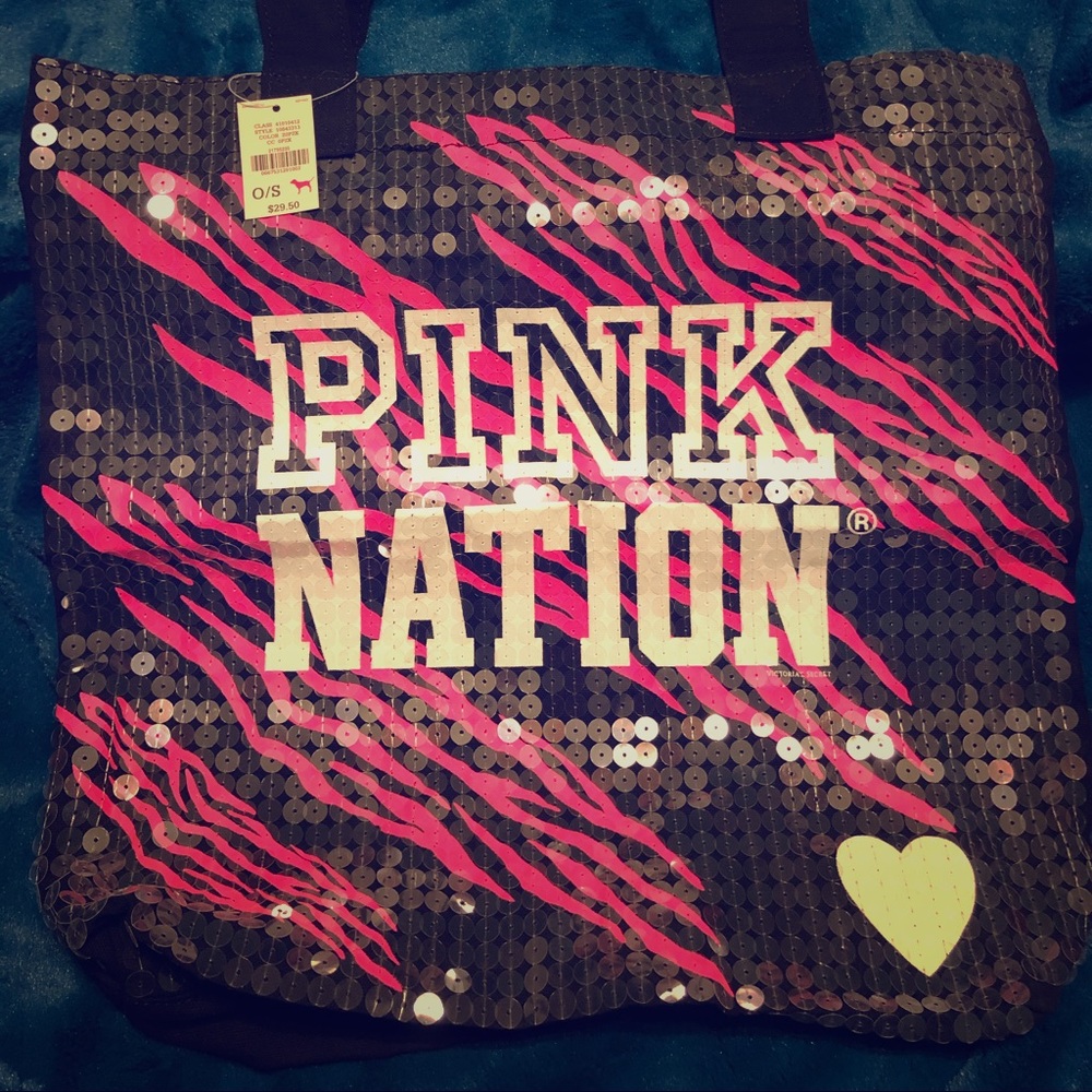 Black Canvass Tote PINK by Victoria’s Secret